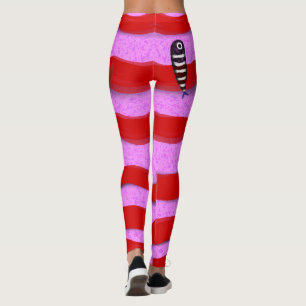 Fische Wellen Sport rote und rosa Linien Leggings