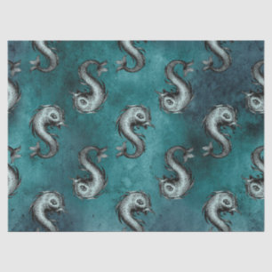 Fische wie Meereslebewesen auf grüner/Aquamariner  Seidenpapier