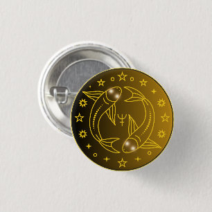 Fische-Zodiac-Emblem Minimales Himmelssymbol Button