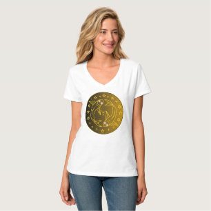 Fische-Zodiac-Emblem Minimales Himmelsymbol T-Shirt