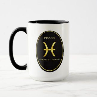 Fische-Zodiac-Gold-Oval-Emblem-Tasse | Luxus-Astro Tasse