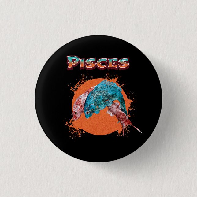 Fische Zodiac Horoskop Wasserastrologie Zeichen Button (Vorderseite)