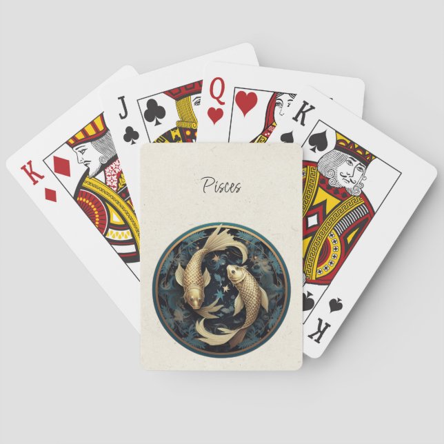 Fische Zodiac Minimalistisch Spielkarten (Rückseite)