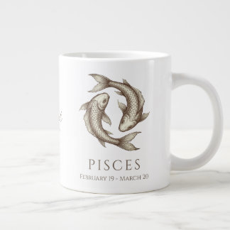 Fische-Zodiac-Personalisierter Name & Geburtsdatum Jumbo-Tasse