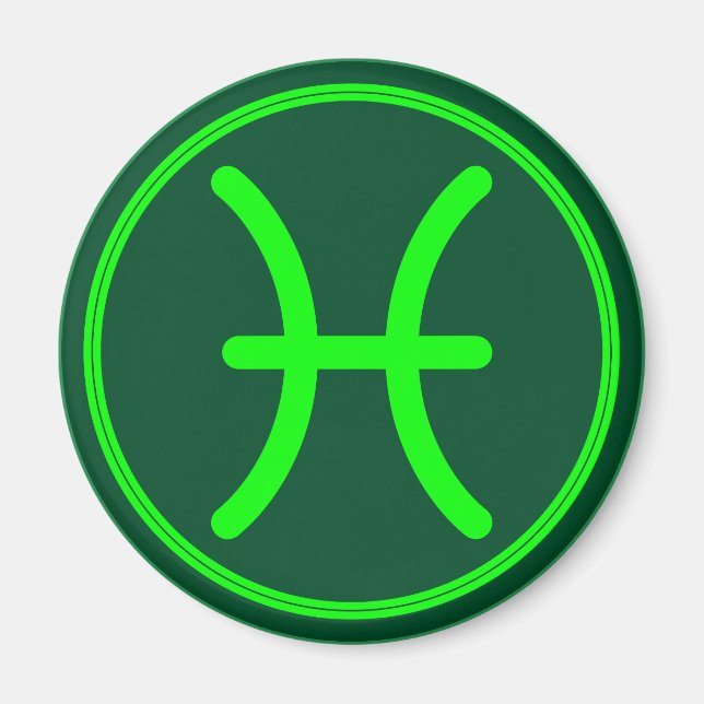 Fische-Zodiac-Symbol grüner Kontrast Magnet (Vorne)