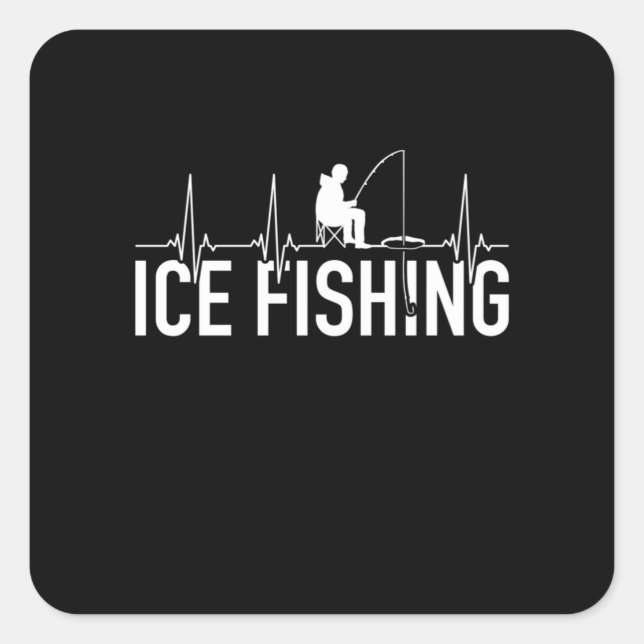 Fischeisfischen Herzschlag Quadratischer Aufkleber (Vorderseite)