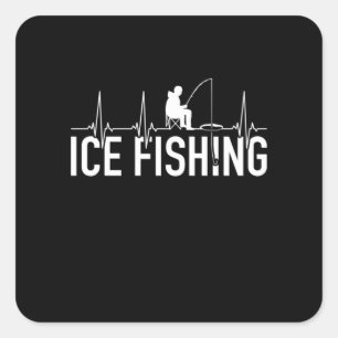 Fischeisfischen Herzschlag Quadratischer Aufkleber