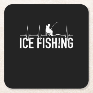 Fischeisfischen Herzschlag Rechteckiger Pappuntersetzer