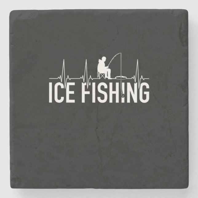 Fischeisfischen Herzschlag Steinuntersetzer (Vorderseite)