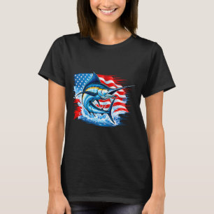 Fischen Amerikanische Flagge Patriotisch T-Shirt