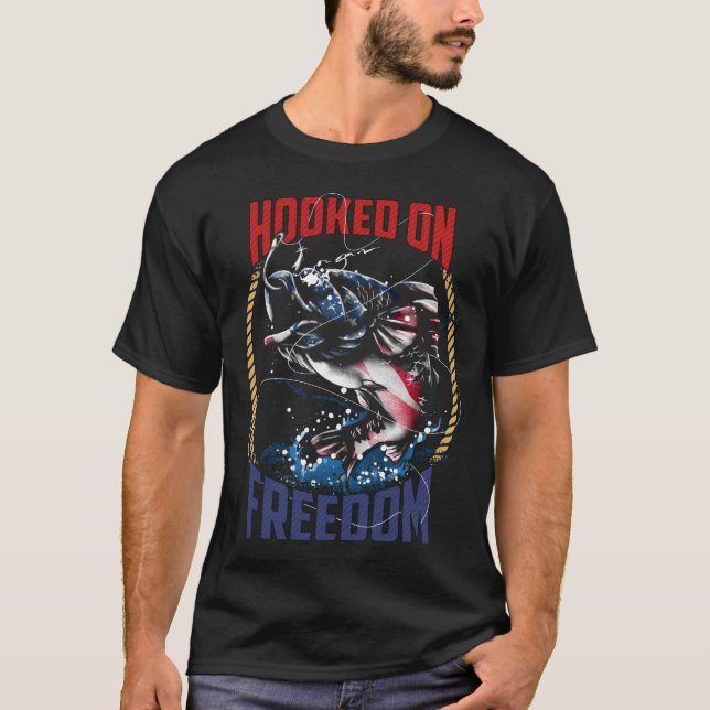 Fischen an der Freiheit Fischerei Patriotic T-Shirt (Vorderseite)