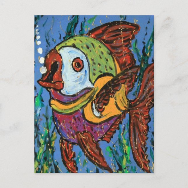 Fischen auf dem Teller Postkarte (Vorderseite)