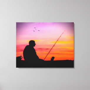 Fischen bei Sunset Canvas Print Leinwanddruck