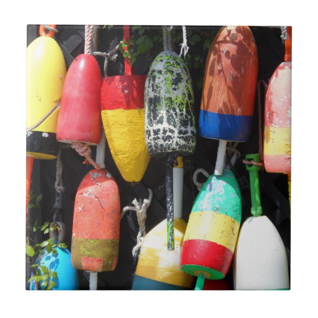 Fischen-Bojen Maine Fliese (Vorderseite)