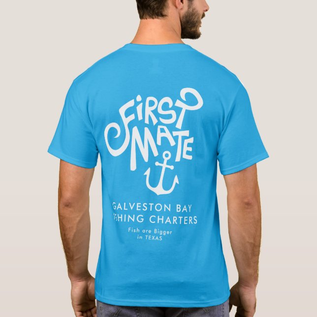 Fischen-Charter-erster Kamerad-lustige Gewohnheit T-Shirt (Rückseite)