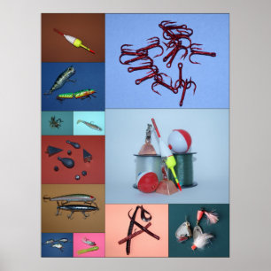 Fischen-Collagen-Plakat Poster