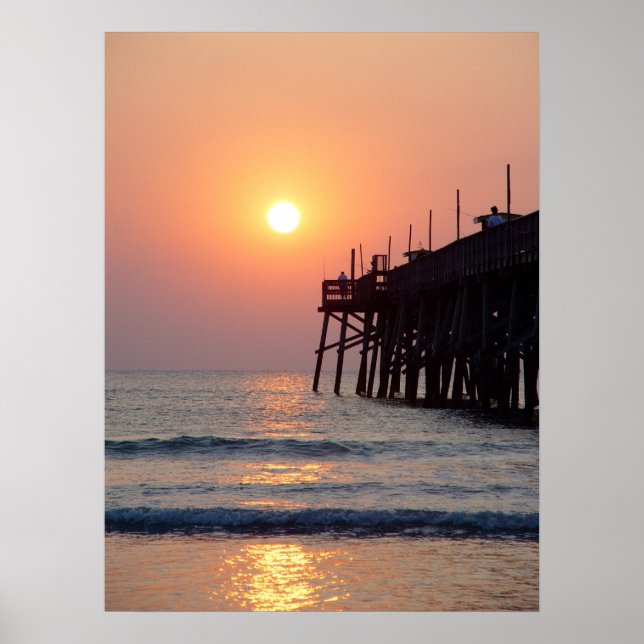Fischen Daytona Beach Langsam Pier Sonnenaufgang P Poster (Vorne)