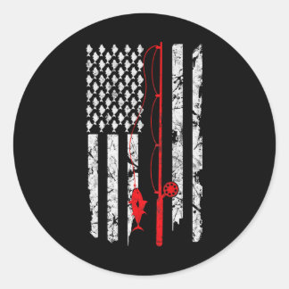 Fischen der amerikanischen Flaggenfischerei Runder Aufkleber