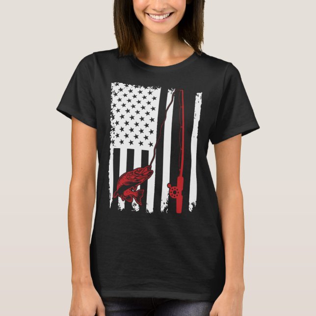 Fischen der amerikanischen Flaggenfischerei T-Shirt (Vorderseite)