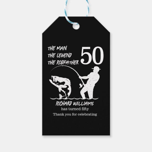 Fischen des legendären Rodvaters 50. Geburtstag Geschenkanhänger (Vorderseite)