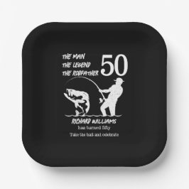 Fischen des legendären Rodvaters 50. Geburtstag Pappteller