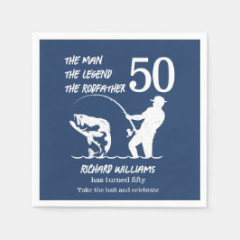 Fischen des legendären Rodvaters 50. Geburtstag Serviette