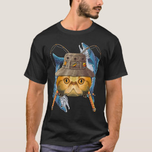 Fischen Exotisch Kurzhaar Outdoor Angler Katze Fli T-Shirt