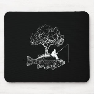 Fischen Fish Island Surrealer Karpfen Angler Mousepad