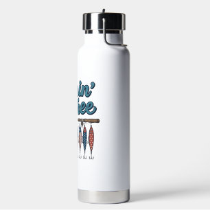 Fischen & Frei Patriotischer Angelköder Vintage Trinkflasche