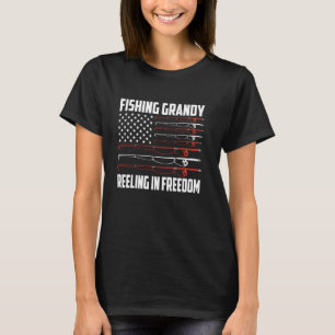 Fischen Grandy 4. Juli US-Flagge Einziehen Frei T-Shirt