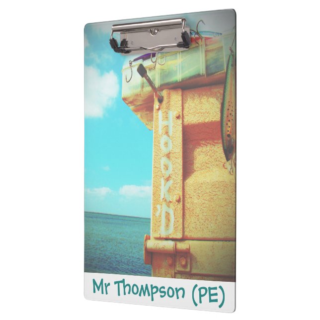 Fischen hook'd Strandfisch-Spinnerkastenaqua Klemmbrett (Links)