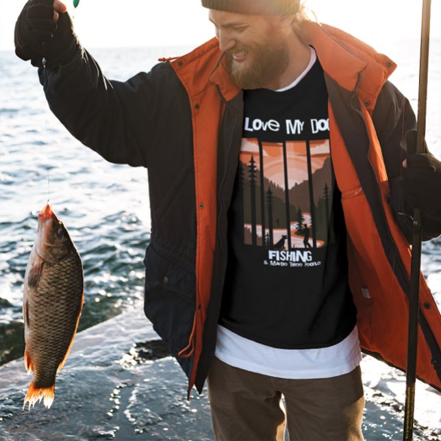 Fischen Hunde Papa Abenteuer Sonnenuntergang Sweatshirt (Von Creator hochgeladen)