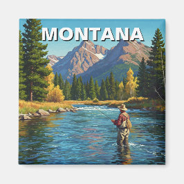 Fischen im Fluss Montana Yellowstone Magnet