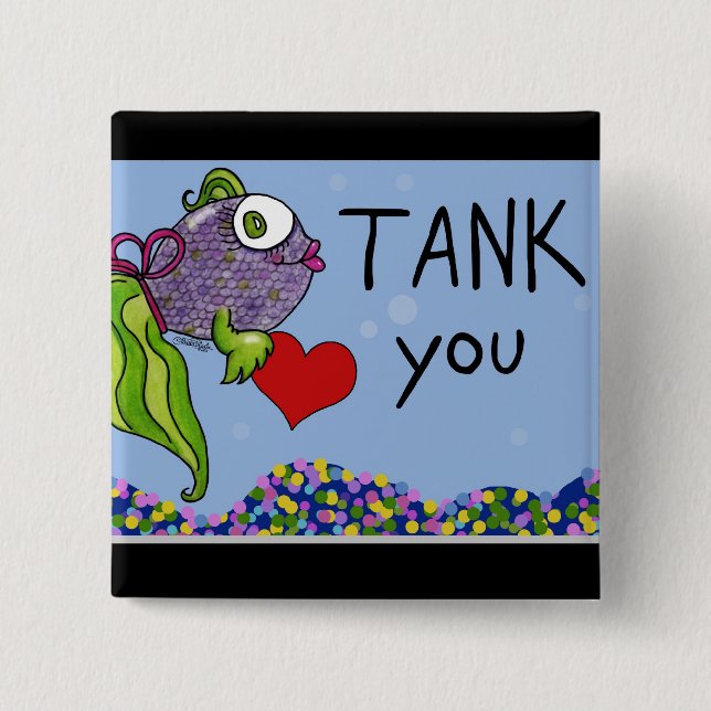 Fischen im Tank Danke Button (Vorderseite)