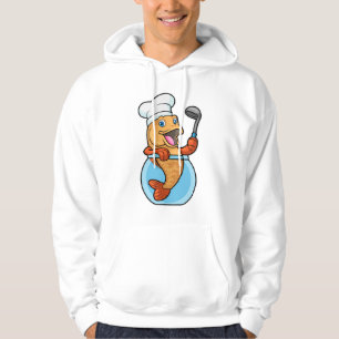 Fischen in Glas als Koch mit Soup-Löffel Hoodie