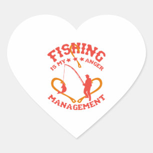 Fischen ist mein Angermanagement Herz-Aufkleber