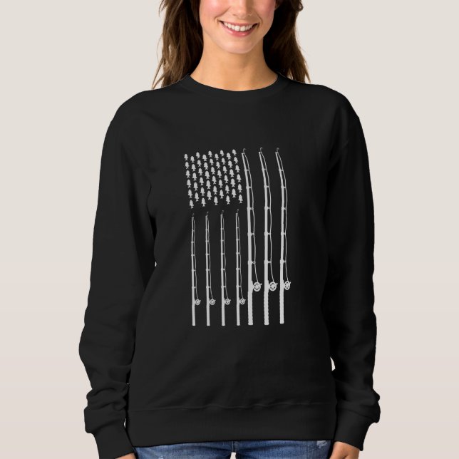Fischen Kunst für Männer Frauen amerikanische Flag Sweatshirt (Vorderseite)