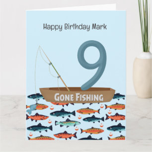 Fischen Lover 9. Geburtstag Karte