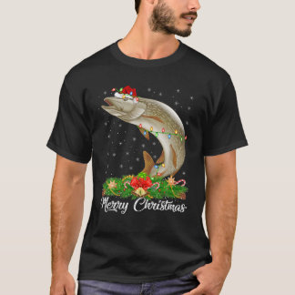 Fischen Lover Matching Weihnachtsmannmütze Pike Fi T-Shirt