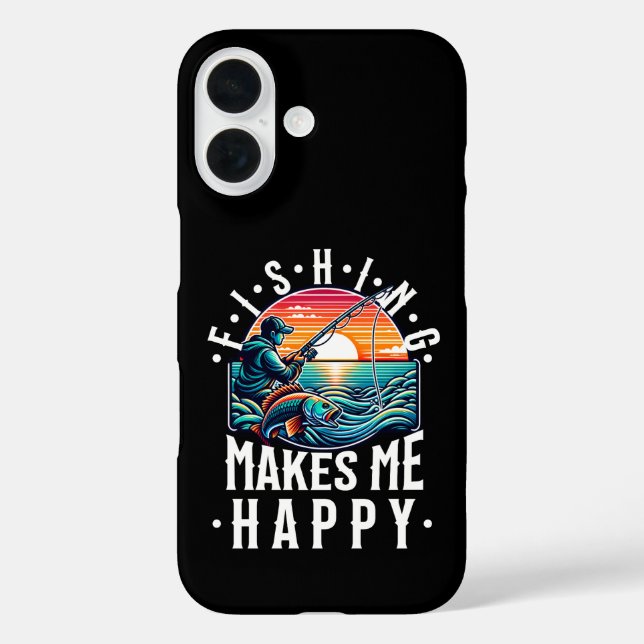 Fischen macht mich glücklich iPhone 16 hülle (Rückseite)