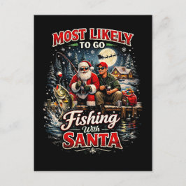 Fischen mit dem Weihnachtsmann Postkarte
