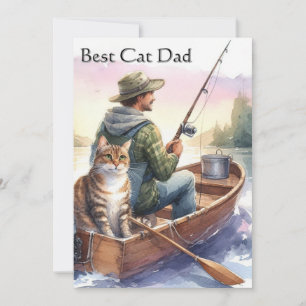 Fischen mit der besten Katzen-Vater-Flachkarte für Einladung