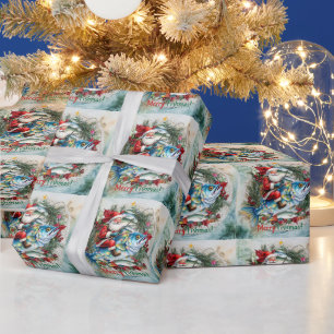 Fischen mit Weihnachtsfeiertag des Weihnachtsmanns Geschenkpapier