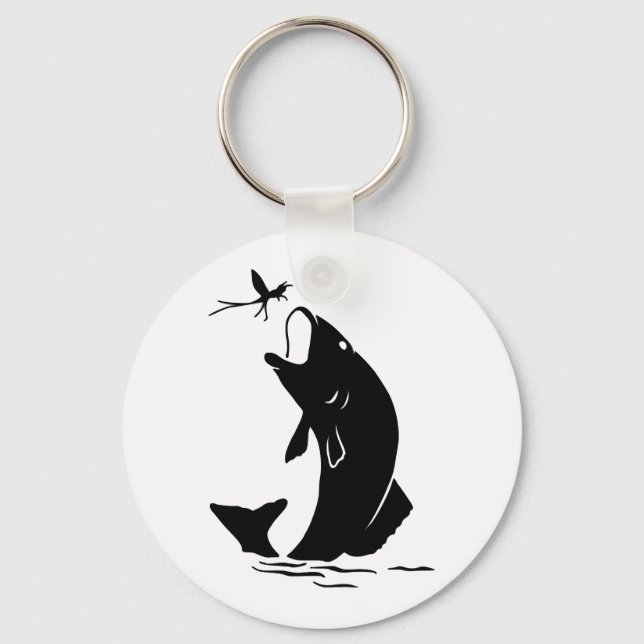 Fischen Sprünge Larvea Hook Fisherman Geschenk Schlüsselanhänger (Vorderseite)