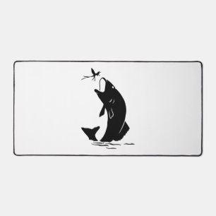 Fischen Sprünge Larvea Hook Fisherman Geschenk Schreibtischunterlage