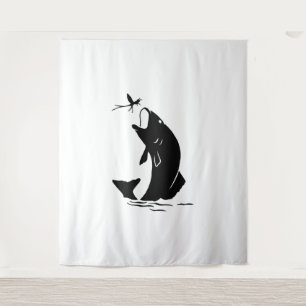 Fischen Sprünge Larvea Hook Fisherman Geschenk Wandteppich