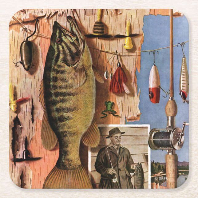 Fischen-Stillleben durch John Atherton Rechteckiger Pappuntersetzer (Vorderseite)