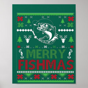 FISCHEN Ugly Christmas Bekleidung Bass Fisch, Merr Poster
