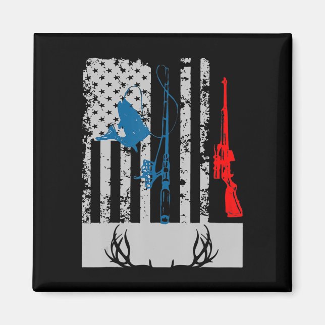 Fischen und Hirschjagd Amerikanische Flagge für Jä Magnet (Vorne)