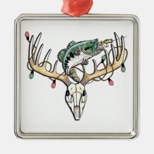 Fischen und Jagd-Baß und Rotwild Ornament Aus Metall